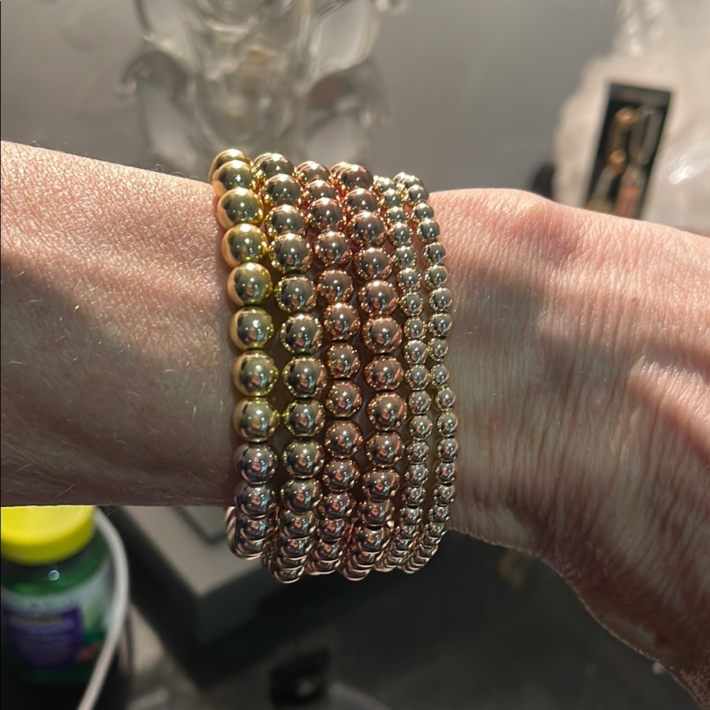 Elegant Gold and Silver Beaded Bracelet Set NBW